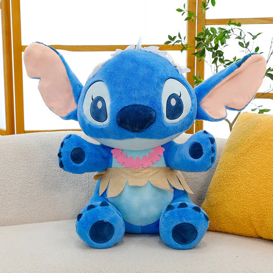 Peluche Stitch & Lilo 30 cm kawaii jupe herbe – RetroVerse