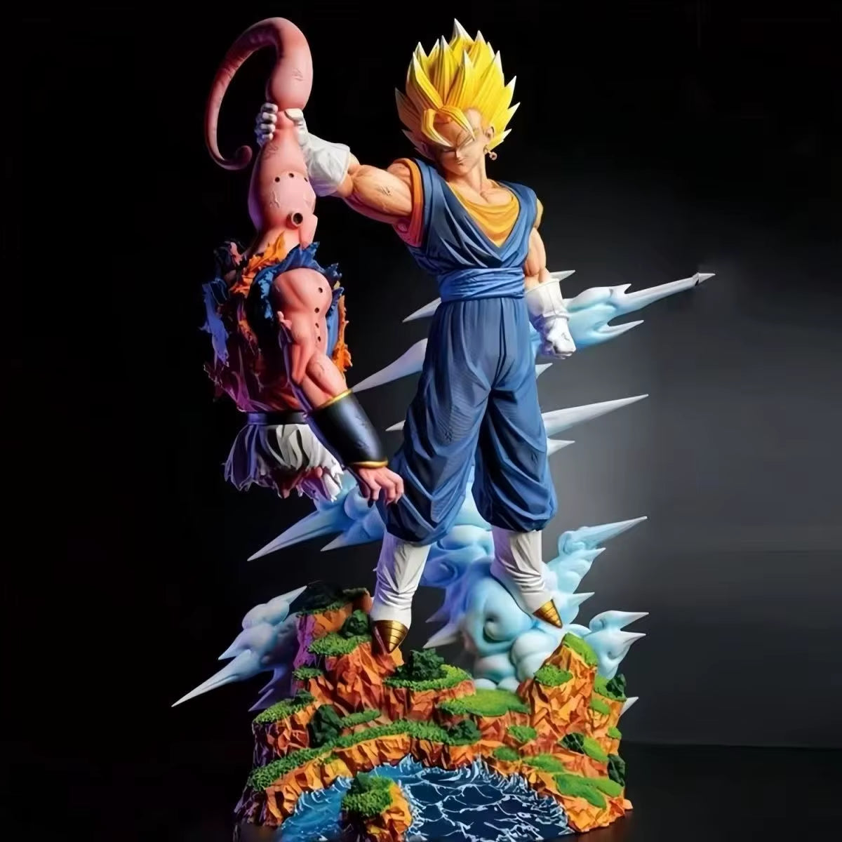 Anime Dragon Ball Z Vegito Vs Majin Buu Figure Replaceable Heads Super Saiyan Action Figures Gk Statue Collection Model Toy Gift