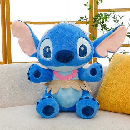 Peluche Stitch & Lilo 30 cm kawaii jupe herbe – RetroVerse